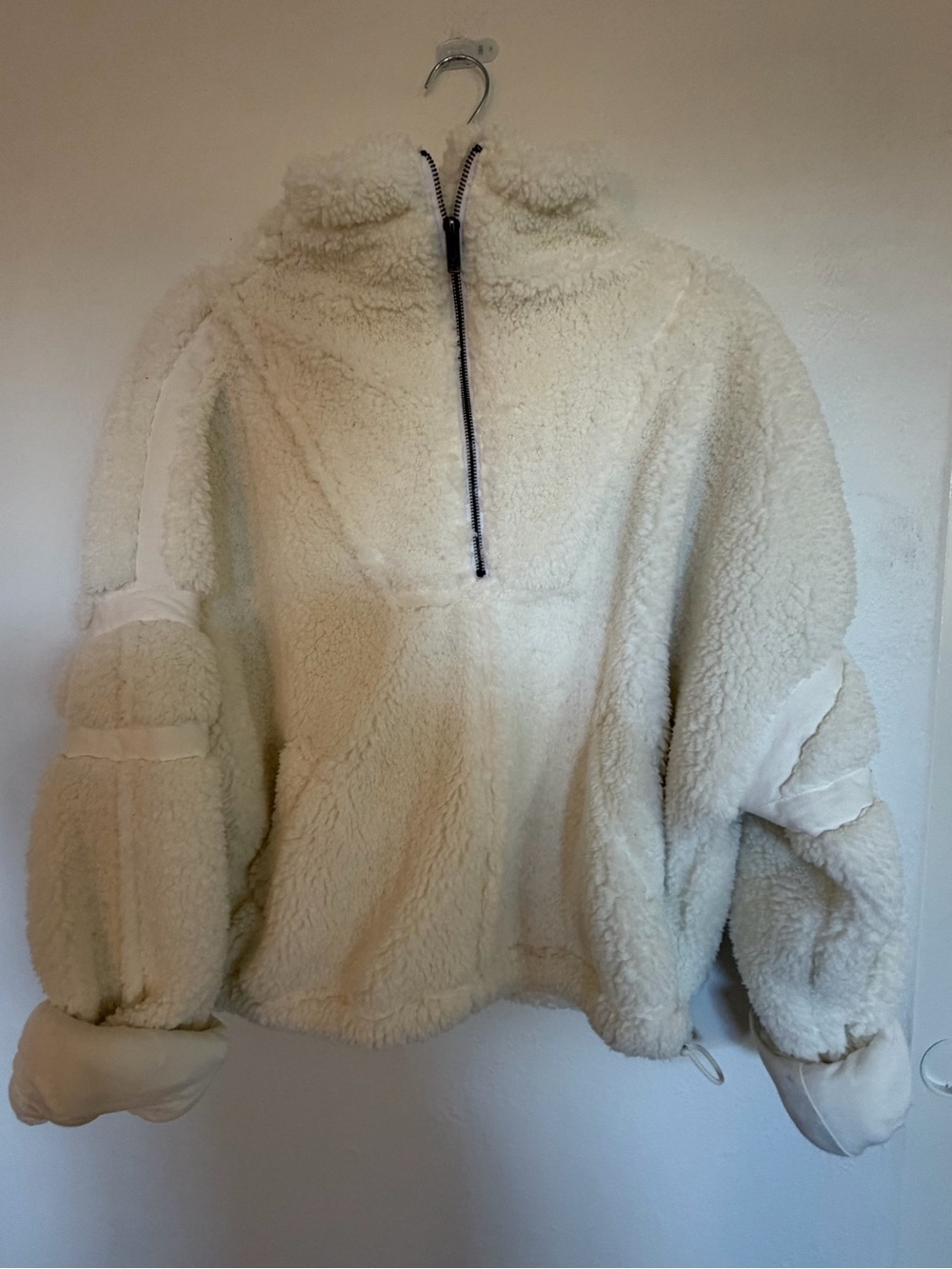 FP Movement by Free People *RARE* Cream Sherpa Half-Zip Pullover